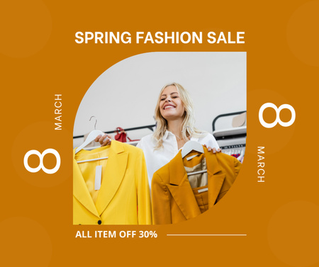 Spring Fashion Sale Orange Facebook Design Template