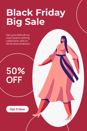 Black Friday Sale of Recent Fashion Collection Pinterest Design Template