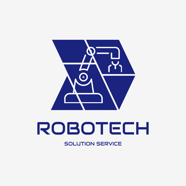 Robotics Service Emblem Logo 1080x1080pxデザインテンプレート