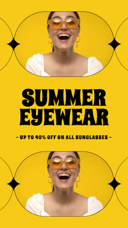 Designvorlage Summer Eyewear Ad on Yellow für Instagram Video Story