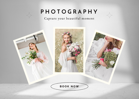 Wedding Photographer Services with Bride Card Design Template