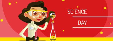 Science Day Announcement with Female Scientist Facebook cover Design Template