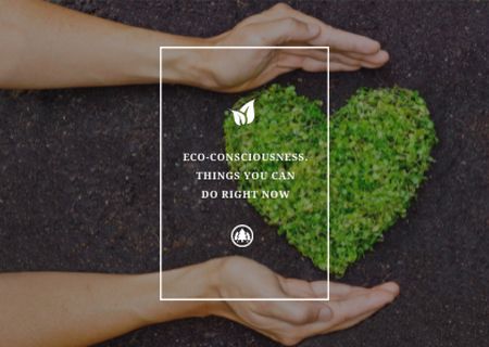 Eco Quote on Heart of Leaves Postcardデザインテンプレート