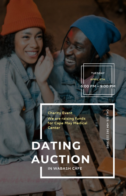 Dating Auction Event Announcement Invitation 5.5x8.5in Design Template