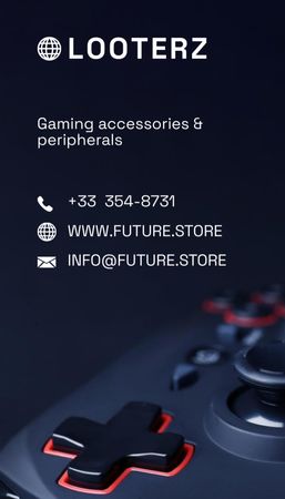 Designvorlage Videospiel-Gadget-Store-Werbung für Business Card US Vertical