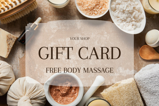 Designvorlage Free Body Massage Announcement für Gift Certificate