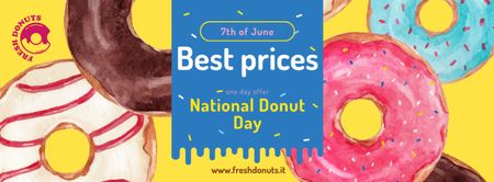 Delicious Glazed Donuts on Donuts Day Facebook cover Design Template