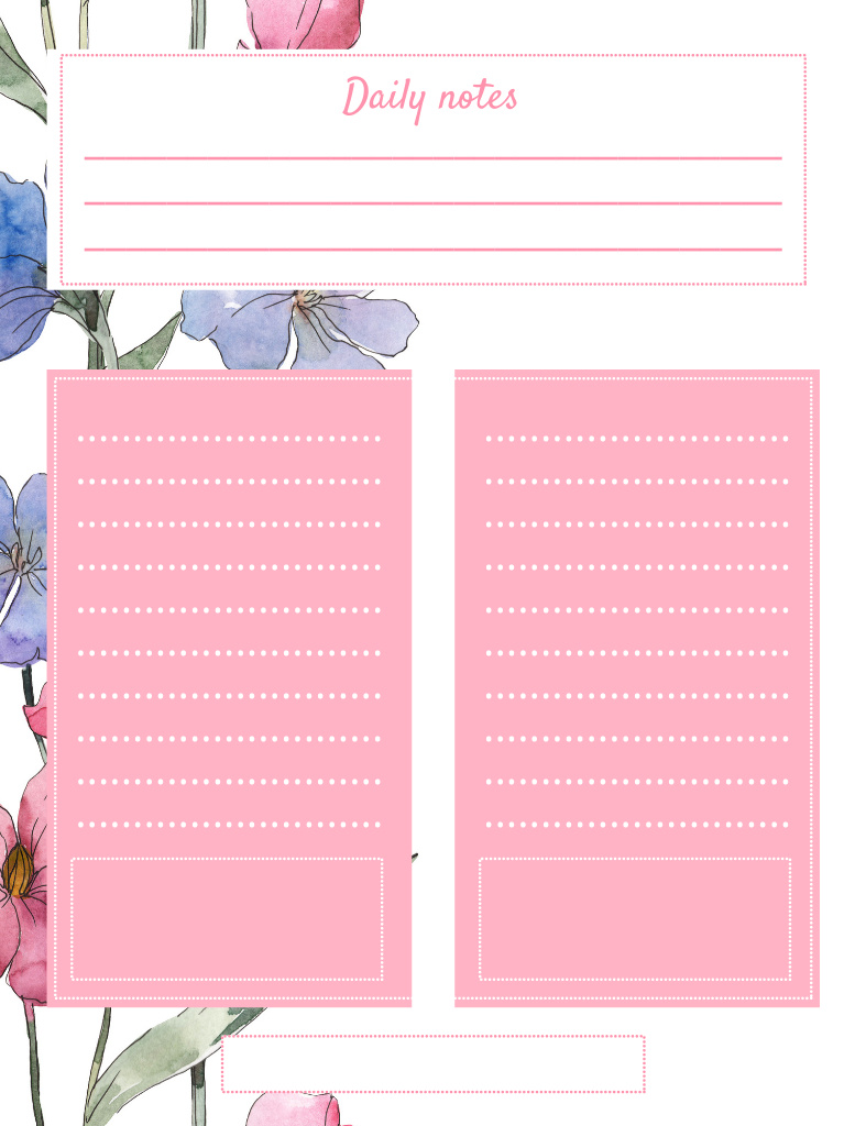Designvorlage Daily Note with Bright Watercolor Flowers für Notepad 107x139mm