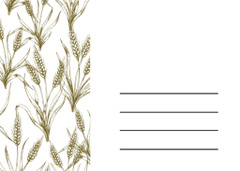 Wheat Ears Illustrated Pattern in White and Green