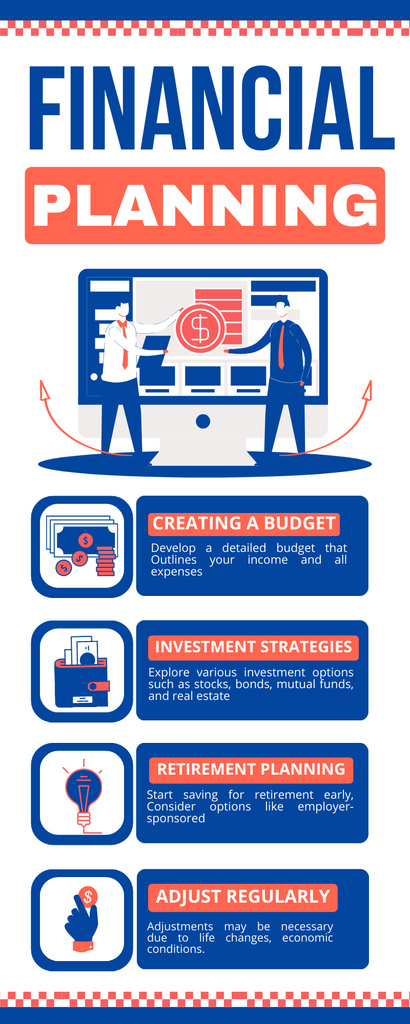 Financial Planning Steps and Tips Infographic tervezősablon