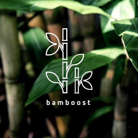 Plants Store Ad with Bamboo Leaves Logo 1080x1080px tervezősablon