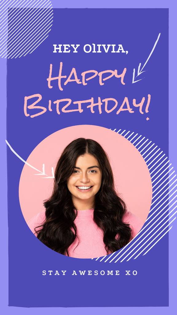 Birthday of Smiling young girl Instagram Story Design Template