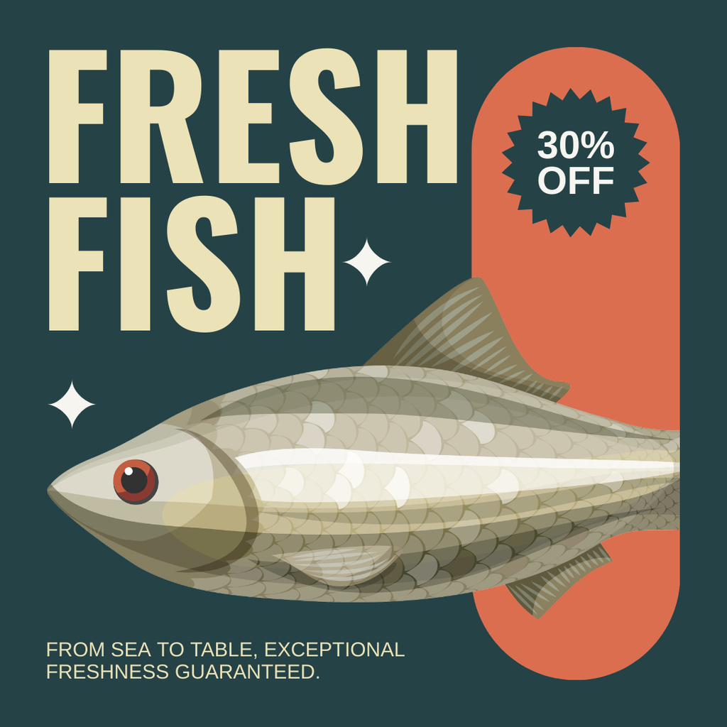 Fresh Fish Ad with Discount Instagramデザインテンプレート