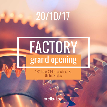 Factory Opening Announcement Mechanism Cogwheels Instagram AD Modelo de Design