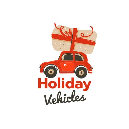 Cute Winter Holiday Greeting with Car Logo tervezősablon