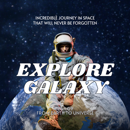 Astronaut Explores the Galaxy Instagram Design Template