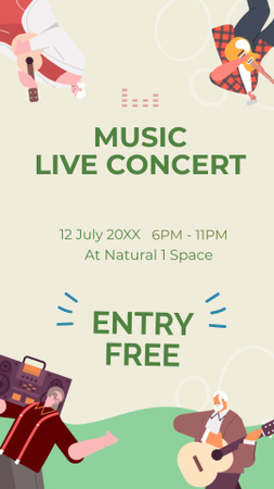 Live Concert Announcement with Musicians Instagram Story Design Template