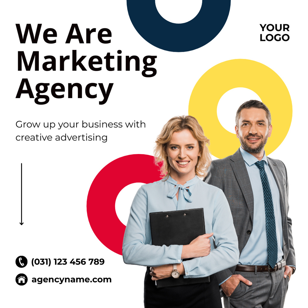 Man and Woman Offer Creative Agency Services Instagram Πρότυπο σχεδίασης