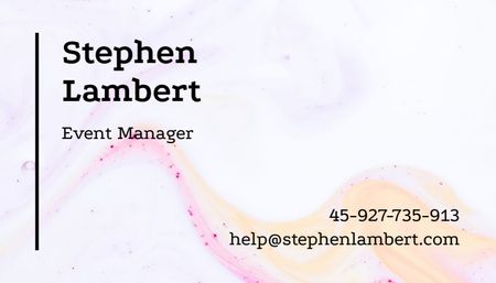 Ontwerpsjabloon van Business Card US van Event Manager Contacts with Light Watercolor Pattern