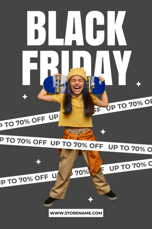 Black Friday Sale of Fashion Items for Kids Pinterest Design Template