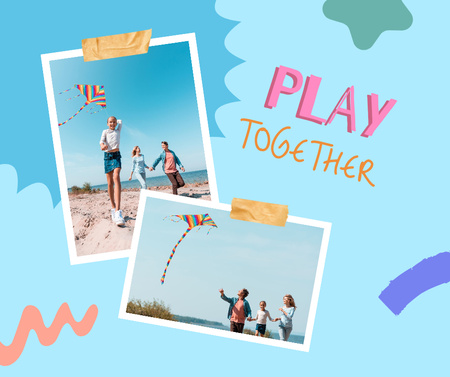 Family Flying Kite Together Facebook Šablona návrhu