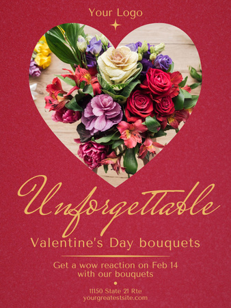 Valentine's Day Bouquets Ad Poster US Design Template