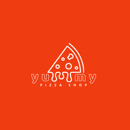 Pizza Shop Emblem with Slice of Delicious Pizza Logo 1080x1080px Design Template