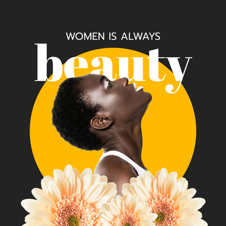 Beauty Trends with Attractive African American Woman Instagram Design Template