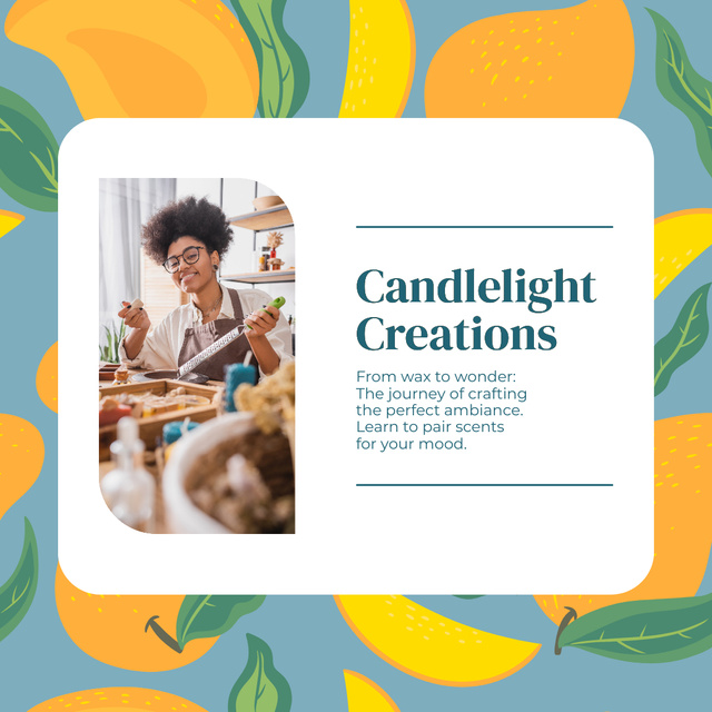 Young African American Woman Making Candles in Workshop Instagram Design Template