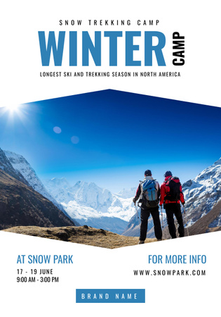 Snow Trekking Camp Invitation Poster 28x40in Design Template