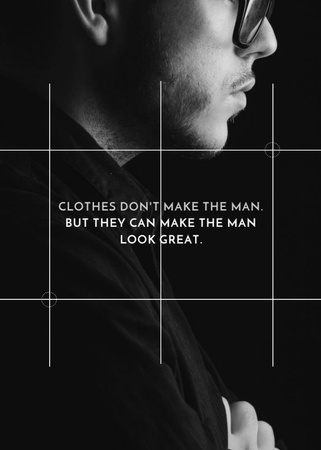Fashion Citation with Stylish Man Postcard 5x7in Vertical Design Template