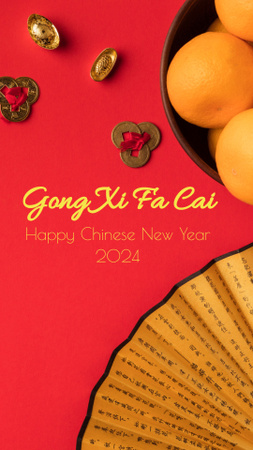 Platilla de diseño Chinese New Year Greeting with Tangerines Instagram Story