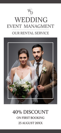 Plantilla de diseño de Oferta de agencia de eventos de boda con novia y novio felices Snapchat Geofilter 