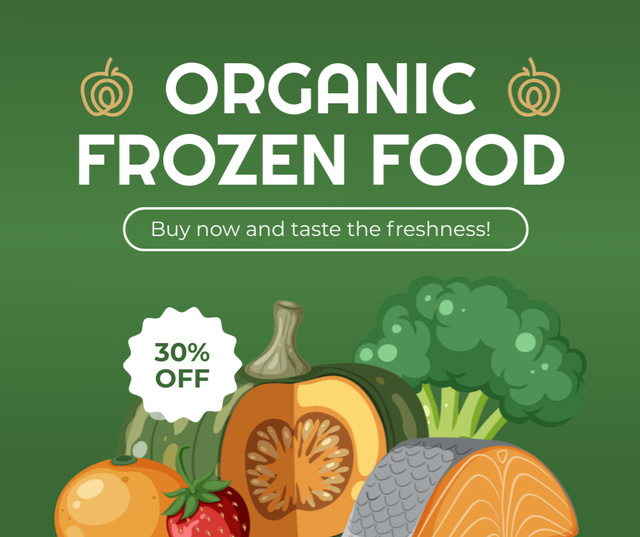 Organic Frozen Fish and Vegetables Facebook Πρότυπο σχεδίασης