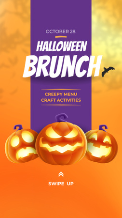 Scary Halloween Brunch Wit Bat And Jack-o'-lanterns Instagram Video Story Design Template