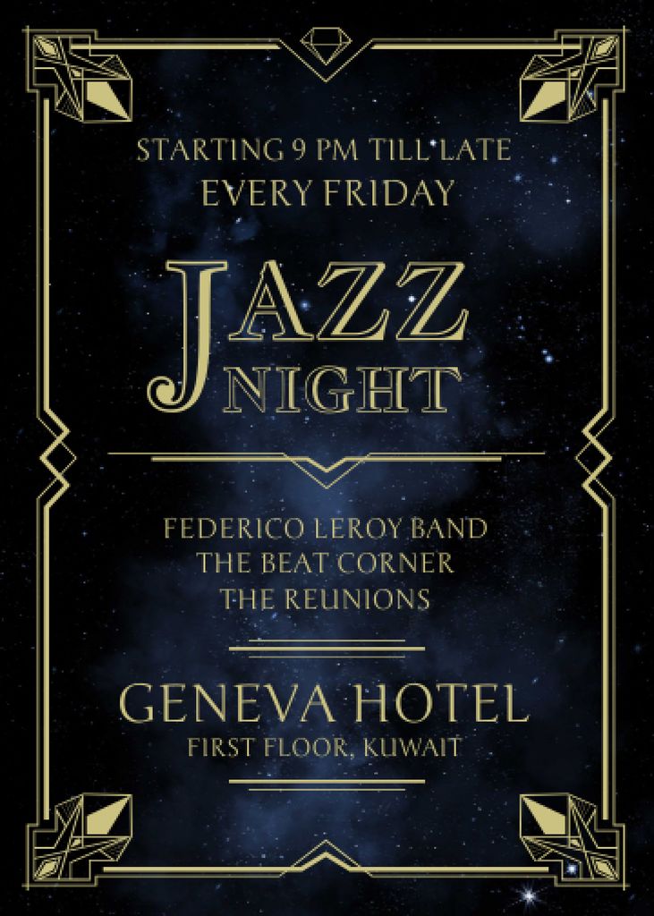 Jazz Night Invitation on Night Sky Flayer – шаблон для дизайну