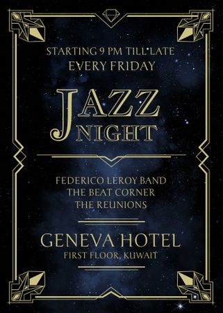 Jazz Night Invitation on Night Sky Flayer Šablona návrhu
