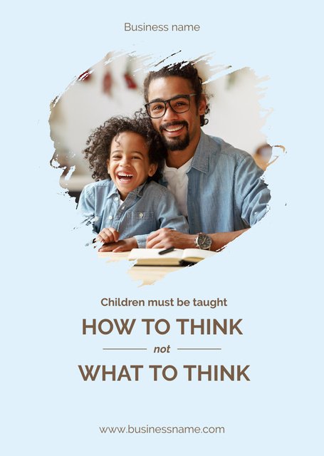Modèle de visuel Father Reading With Kid In Blue - Postcard A6 Vertical