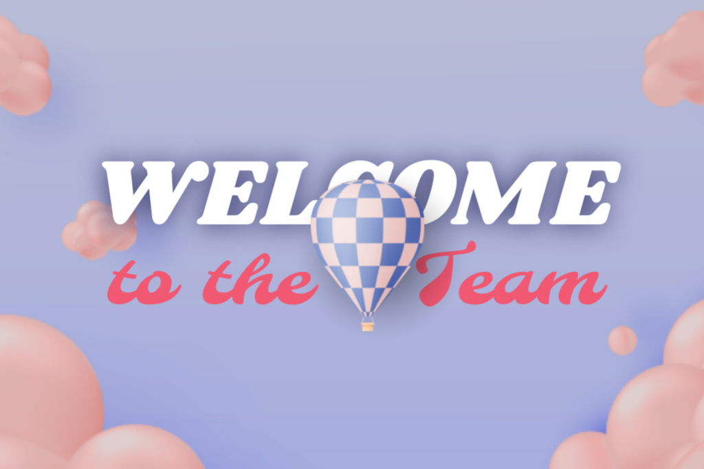 Welcome Phrase With Festive Hot Air Balloon Postcard 4x6in Design Template