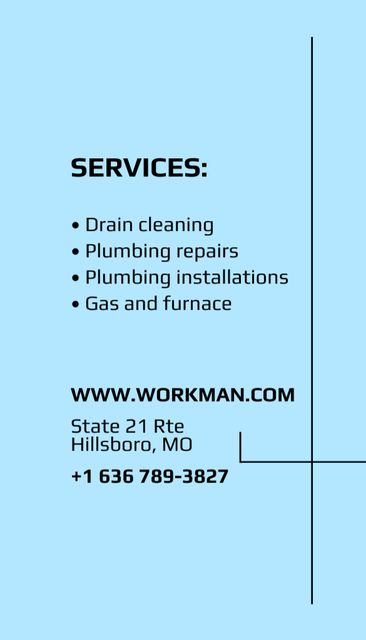 Contact Details of Workman Business Card US Verticalデザインテンプレート