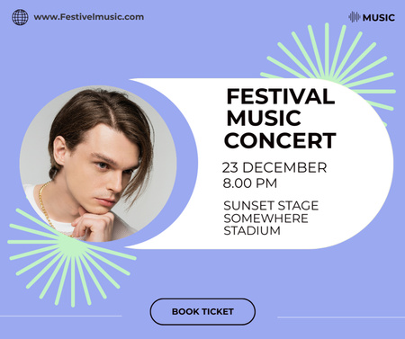 Announcement about Concert at Musical Festival Facebook Design Template