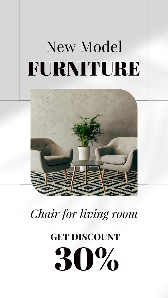 Designvorlage New Furniture Pieces At Reduced Price Offer für Instagram Story
