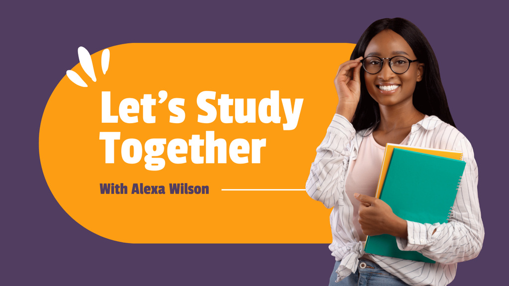 Let's Study Together With African Woman Youtube Thumbnail tervezősablon