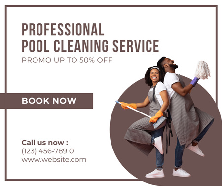 Designvorlage Promo Services for Professional Pool Cleaning für Facebook
