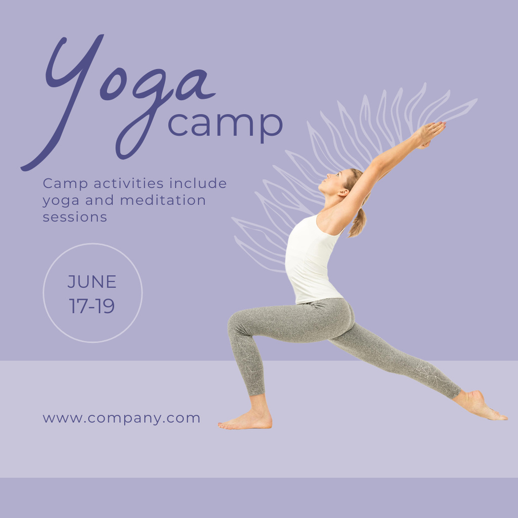 Ontwerpsjabloon van Instagram van Excellent Yoga Camp In June With Meditation Session Promotion