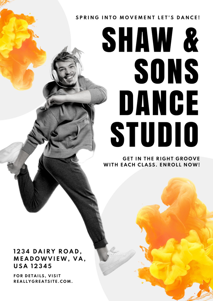 Dance Studio Promo With Professional Dancer Poster A3 Πρότυπο σχεδίασης