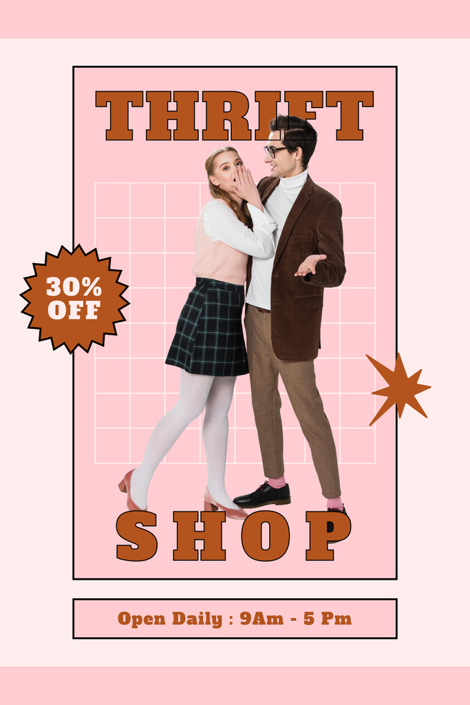 Ontwerpsjabloon van Pinterest van Old school Couple For Retro Thrift Shop