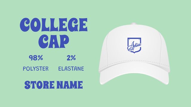 College Apparel and Merchandise with White Cap Label 3.5x2inデザインテンプレート