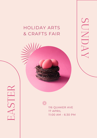Platilla de diseño Easter Holiday Celebration Announcement with Eggs in Nest Poster