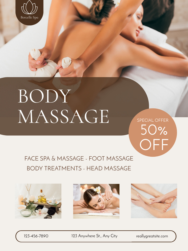 Massage Treatments at Spa Poster US Design Template